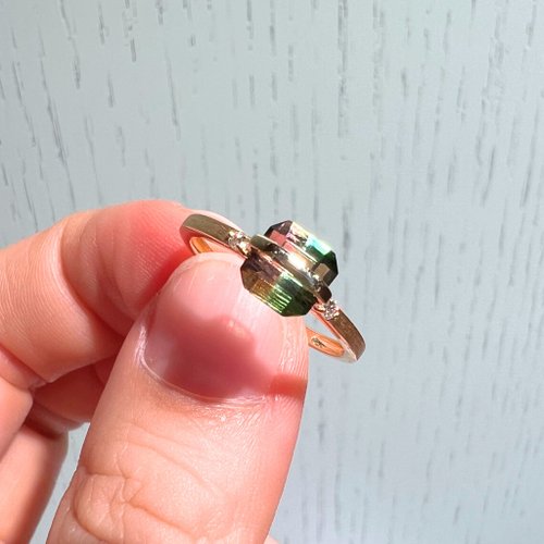 Splitting Colours Jewellery The Traverse - 天然西瓜雙色碧璽(1.14ct) 18k金鑽戒