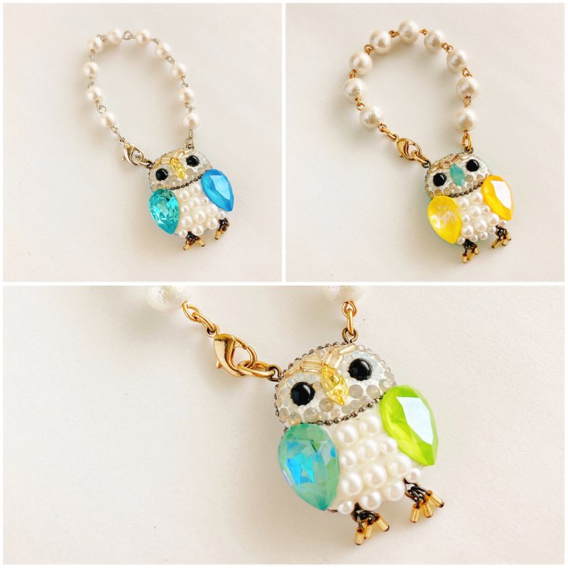 Owl bag charm - Charms - Crystal Green