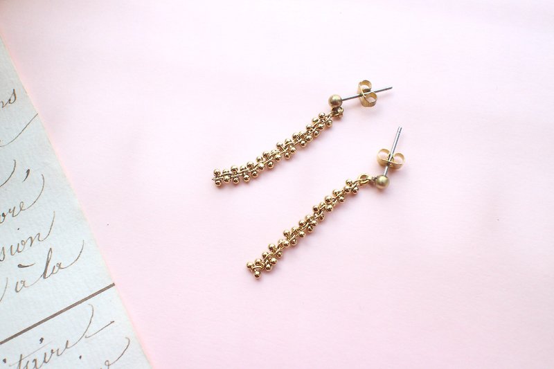 The strings-Brass handmade earrings - Earrings & Clip-ons - Copper & Brass Gold