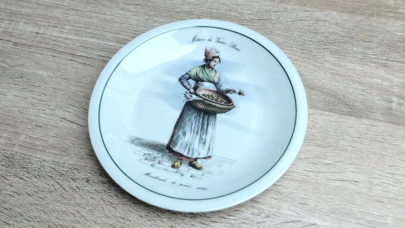 法國復古舊巴黎陶瓷碟 - 擺飾/家飾品 - 陶 白色