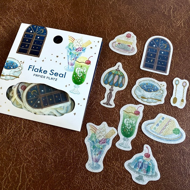 53-040 Gold leaf flake sticker Gemstone Cafe - สติกเกอร์ - กระดาษ 