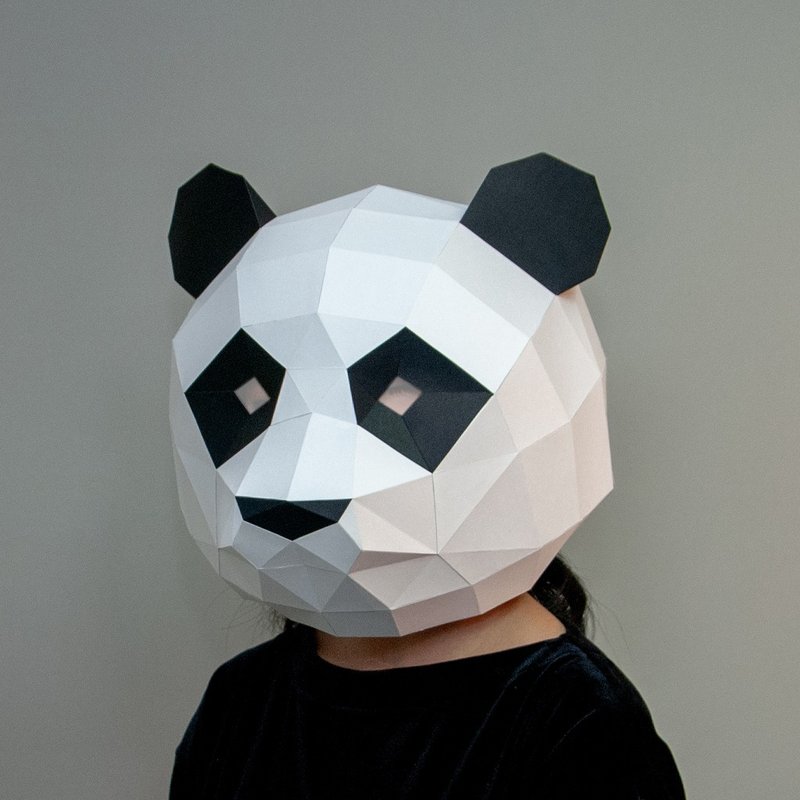 DIY Handmade 3D Paper Model Decoration Mask Series-Panda/Panda Mask (Adult) - Other - Paper White