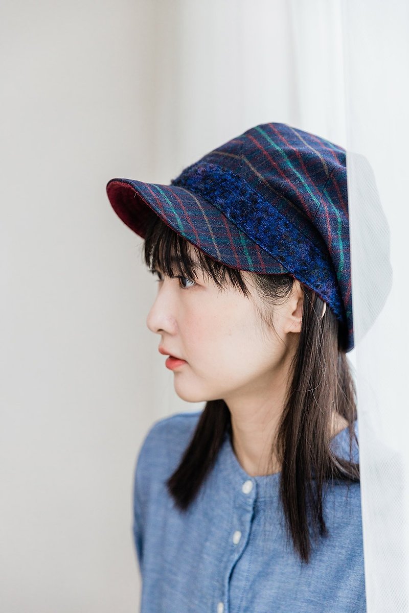 Winter Double-sided Newsboy Hat-Color Check - Hats & Caps - Wool Black