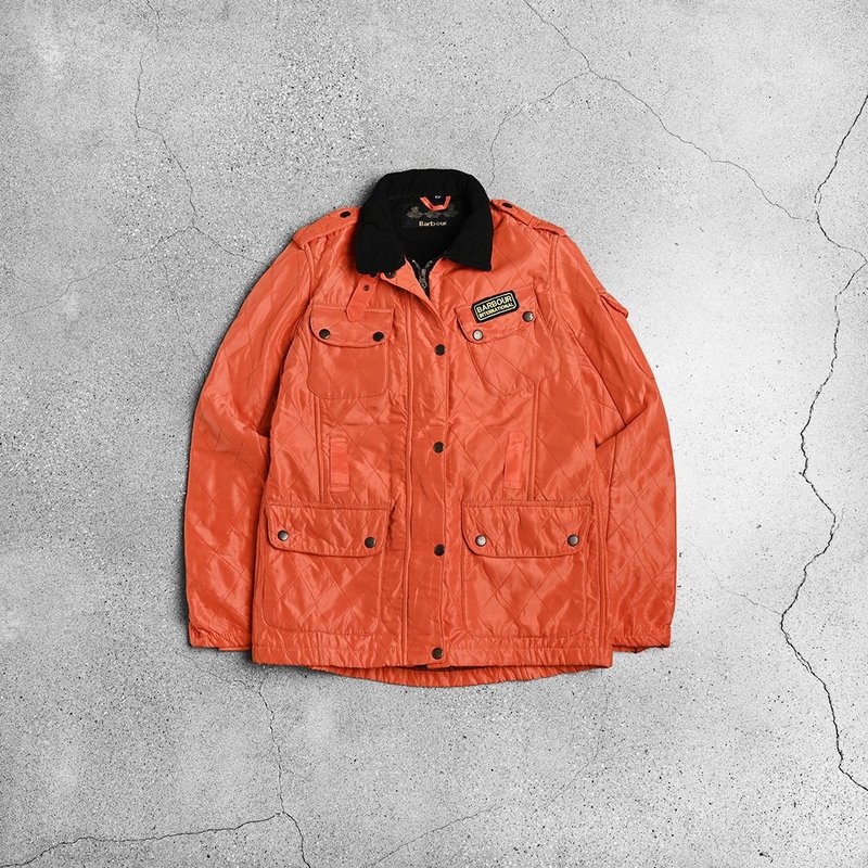 Barbour 菱格衍縫外套 / Vintage 古著 - 女大衣/外套 - 其他材質 橘色