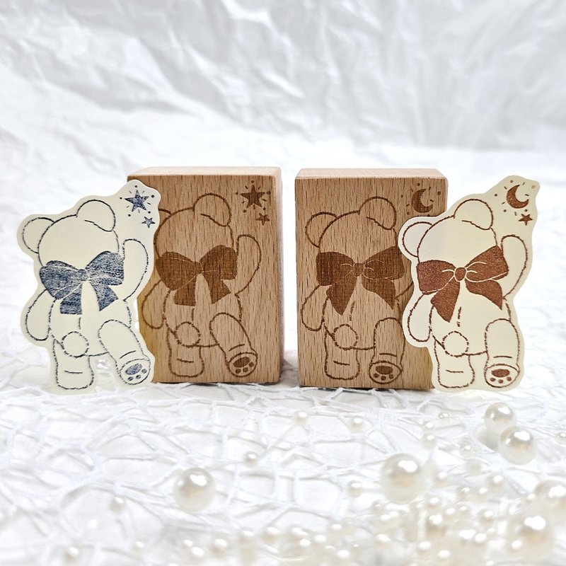 :Bear (star / moon) : wood stamp - 印章/印台 - 其他材質 