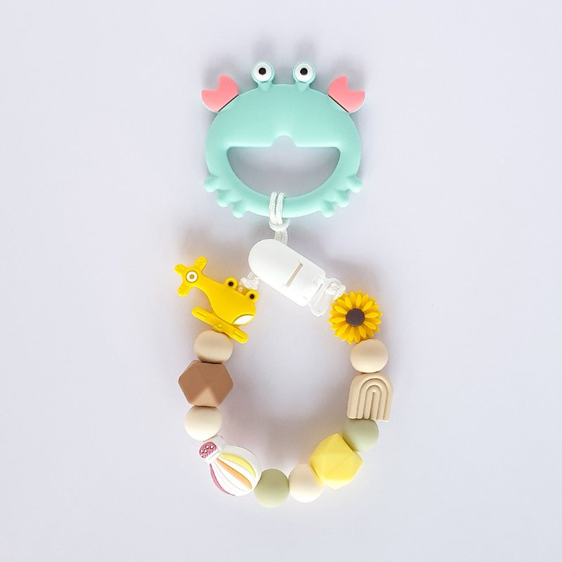 Wordless Daisy Rainbow Hot Air Balloon Helicopter Light Green Crab Teeth Fixer/Customized Pacifier Chain - Kids' Toys - Other Materials Multicolor