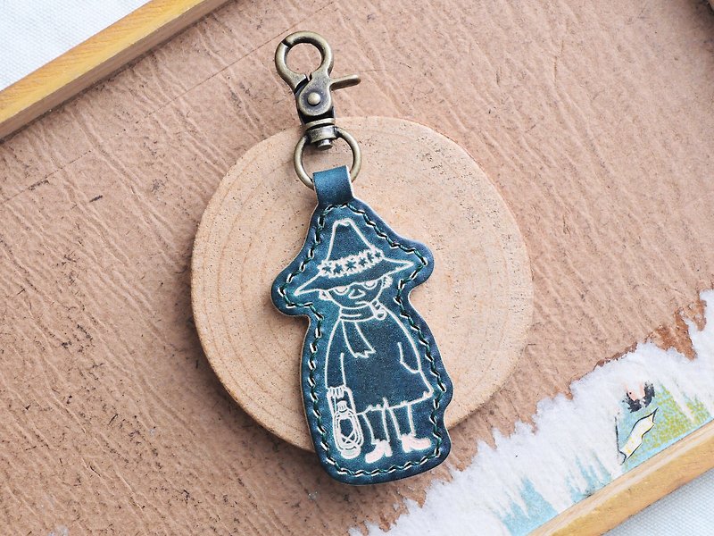 MOOMIN x Hong Kong-made leather Shiliqi hand-dyed key ring material package officially authorized Akin - เครื่องหนัง - หนังแท้ สีเขียว