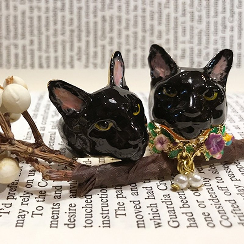 Painted black cat ring - General Rings - Other Metals 