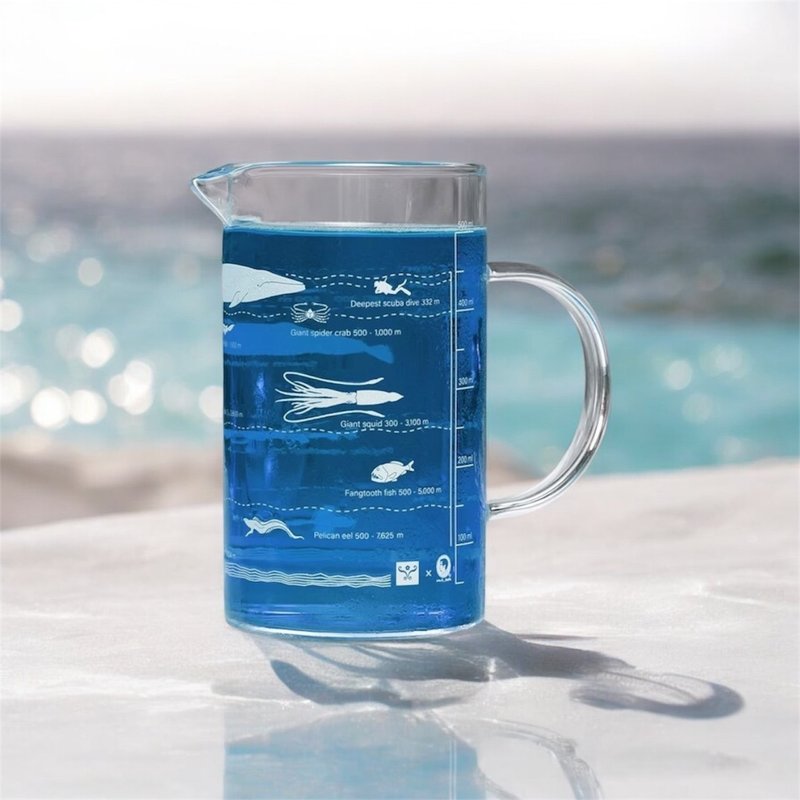 Undersea life distribution map glass handle tall beaker - Mugs - Glass 