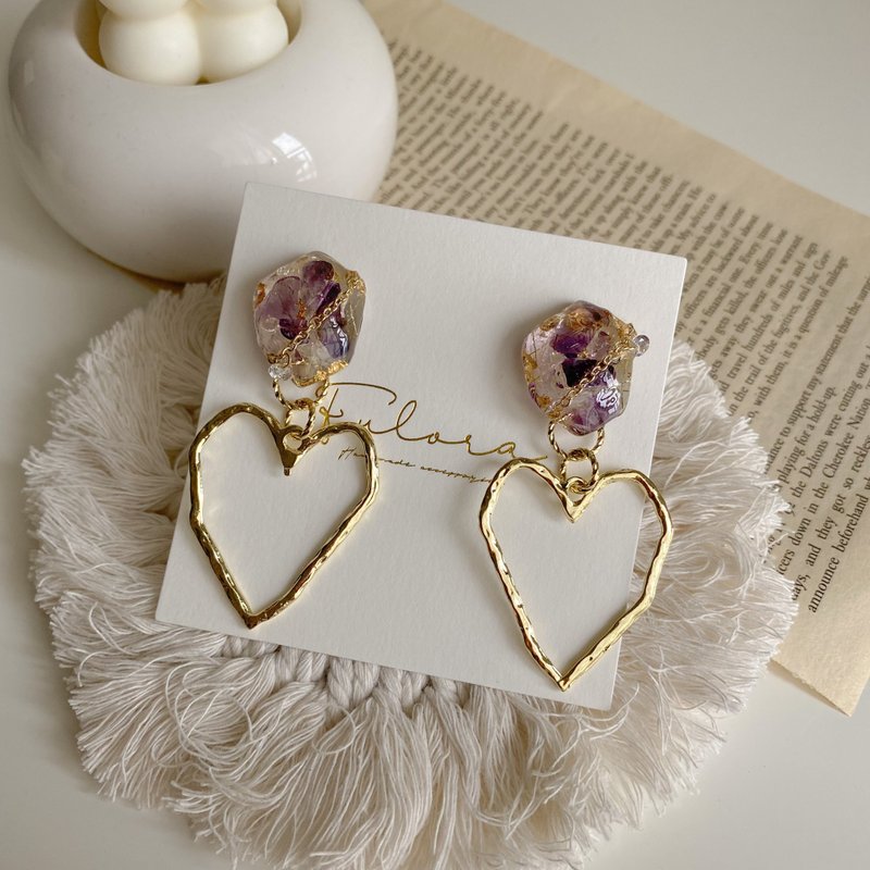 | Time Wisteria | Earrings - ต่างหู - พืช/ดอกไม้ สีม่วง