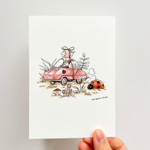 Two Black Circles 【紅色小系列】明信片/ Red Bug