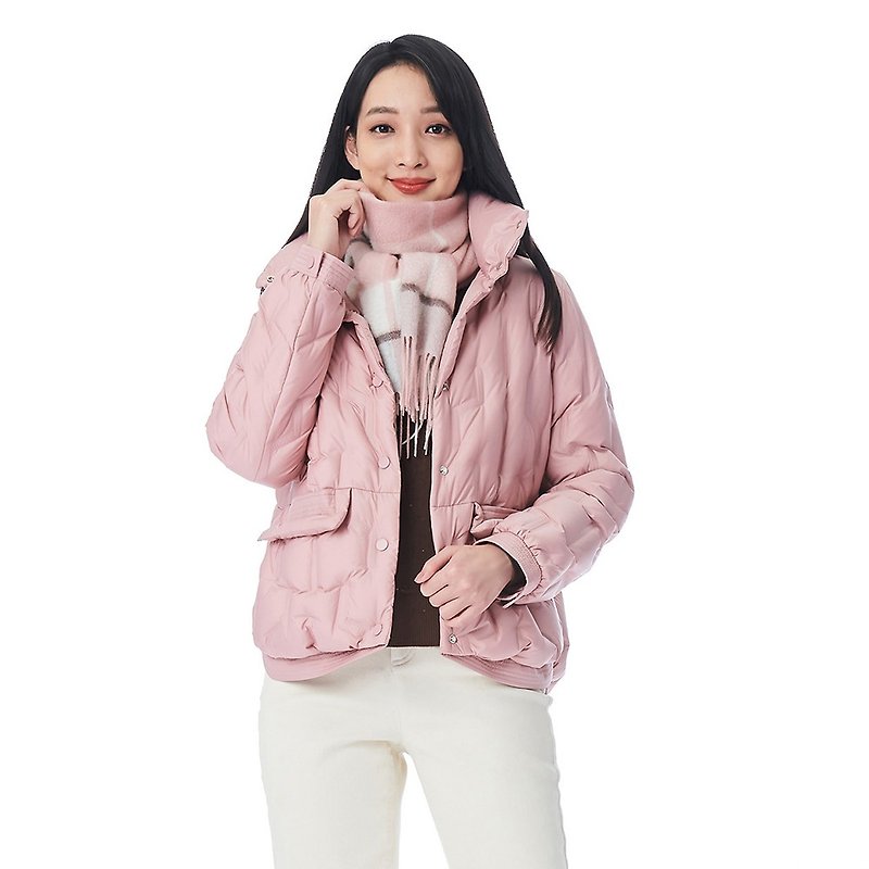 KeyWear  短版白鵝絨輕羽絨外套-粉紅-0DB04324 - 女大衣/外套 - 聚酯纖維 粉紅色
