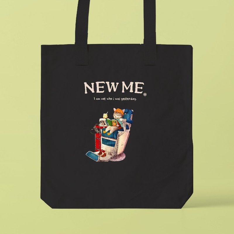 NEW ME  散髪中のネコ  /A3サイズ対応のトートバッグ - 手提包/手提袋 - 棉．麻 白色