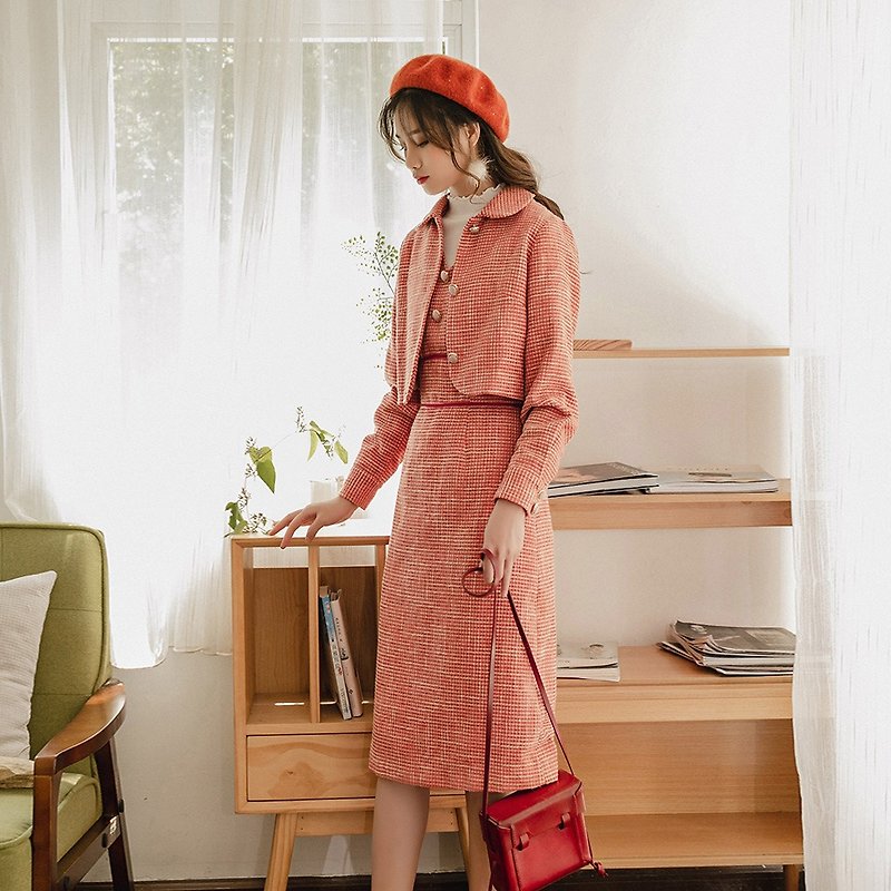 Sling skirt suit small fragrance style temperament jacket French retro skirt dress - One Piece Dresses - Other Materials 