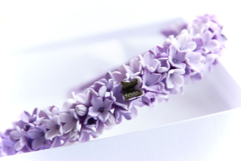 Lavender flower crown for girl Bridesmaid crown Bridal flower crown Handmade hea - เครื่องประดับผม - ดินเหนียว 