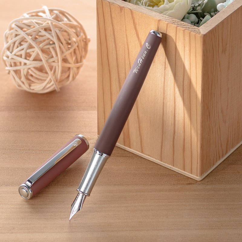 [Customized Gift] Hongdian Fountain Pen 523 Begonia Red/Customized Text - Fountain Pens - Copper & Brass 