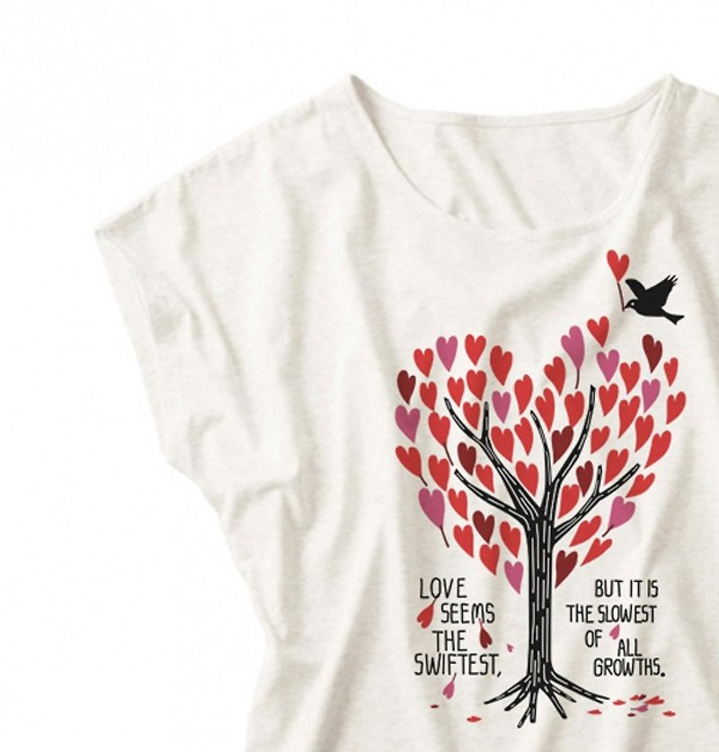 【Caution! Sheer fabric] Heart full tree Dolman T-shirt women ML [order product] - Women's T-Shirts - Cotton & Hemp White
