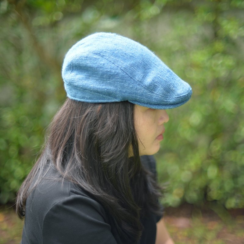 Hand Woven Fabric Flat cap, Hunting cap - Hats & Caps - Cotton & Hemp Blue