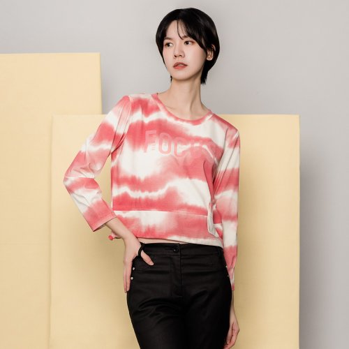 MEDUSA LADY 【MEDUSA】粉色暈染長袖抽繩T恤(M-XL) | 女休閒上衣 女長袖T恤
