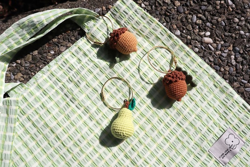 Three types of hand hook ornaments deep/light acorn/pear - Charms - Cotton & Hemp 