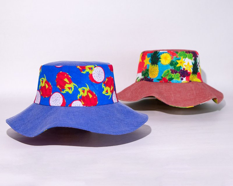 印花遮陽寬簷帽 / 水果系列 - 帽子 - 其他材質 多色