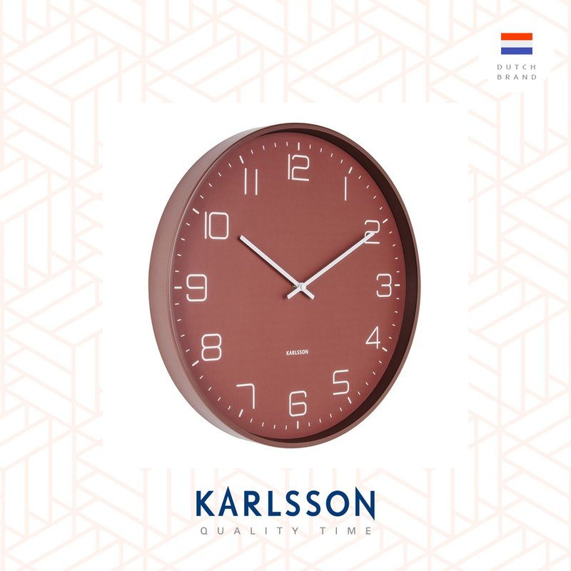 荷蘭Karlsson, Wall clock Lofty matt warm red 啞紅色數字掛鐘 - 時鐘/鬧鐘 - 其他金屬 紅色
