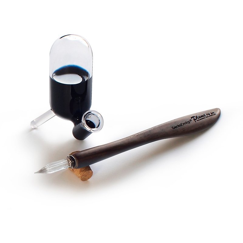 【新着】ウィングスつけペン×暗黙インクボトル（ロング）手作りステーショナリーセット - その他のペン - ガラス ブラウン