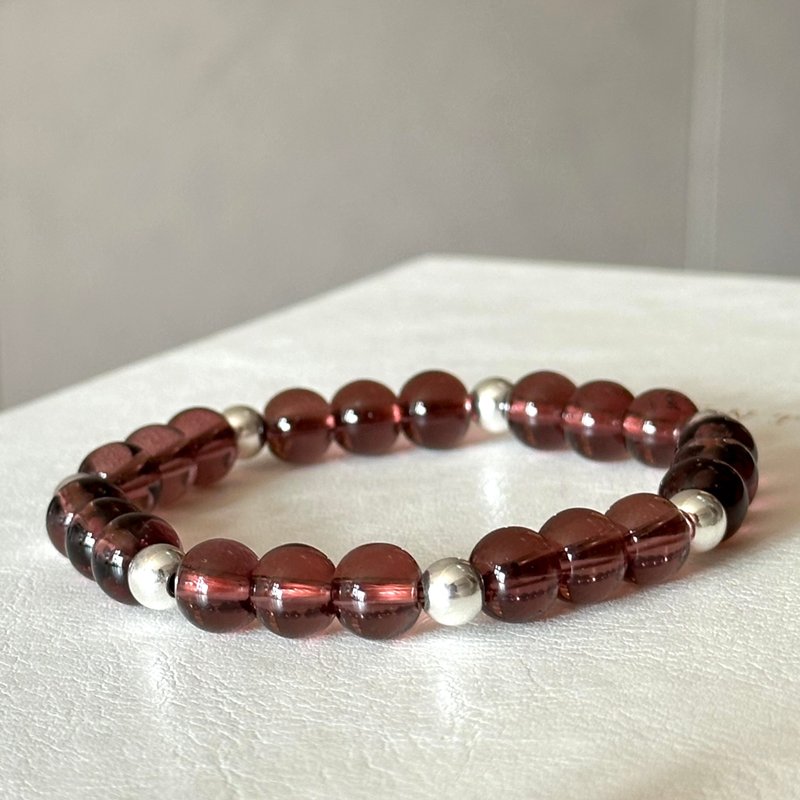 [Espresso Glazed] Brown Glazed Seven Corner Simple Silver Bracelet Lucky - Bracelets - Colored Glass Brown