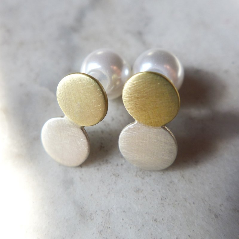 Le jour et la nuit / French design handmade sterling silver earrings - ต่างหู - โลหะ สีทอง