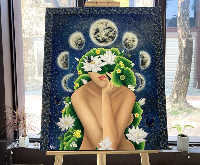 月の女性の絵-月の反射パルス - ショップ chihyingheart ポスター・絵