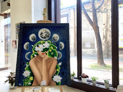 Original Moon&Woman Painting－ The Vibration Of The Moon