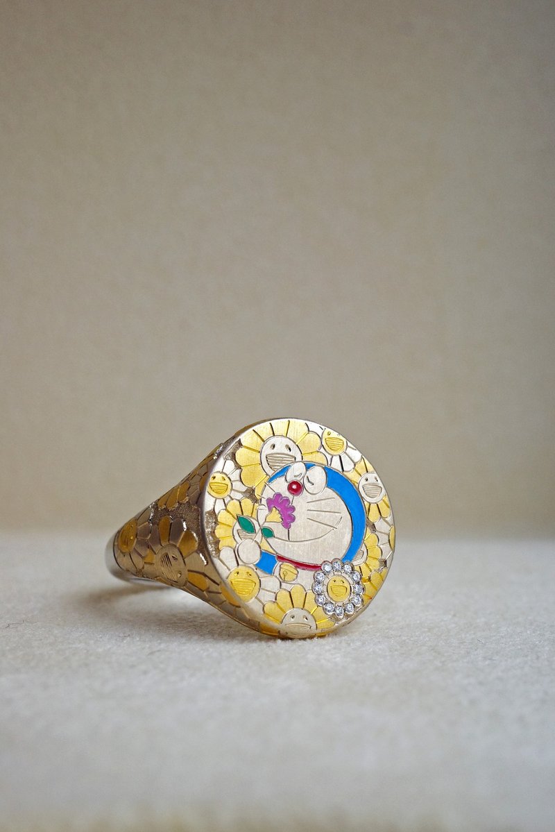 Doraemon-Inspired Sterling silver Signet Ring - General Rings - Precious Metals 