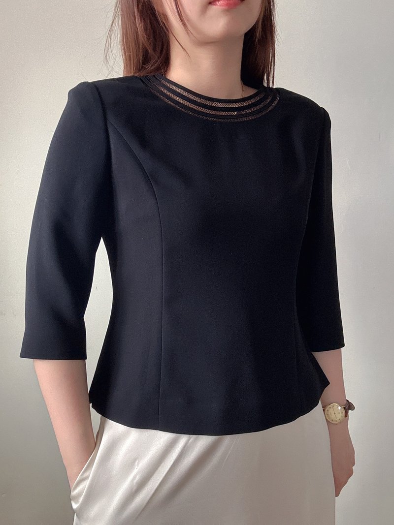 中古正品 Chloe 中袖上衣 通勤 正式場合穿搭 四季可穿 精品上衣 - 女上衣/長袖上衣 - 聚酯纖維 黑色