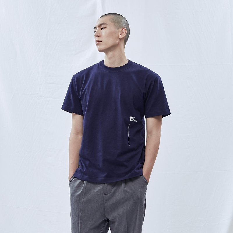 DYCTEAM Basic Series | Slogan By Side Tee (BL) - เสื้อฮู้ด - ผ้าฝ้าย/ผ้าลินิน สีน้ำเงิน