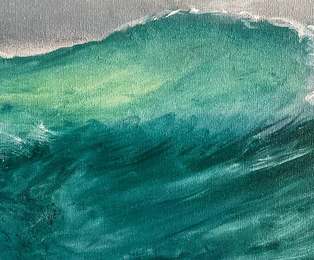 ウェーブオリジナル絵画、キャンバスに油彩、海景絵画、オーシャン