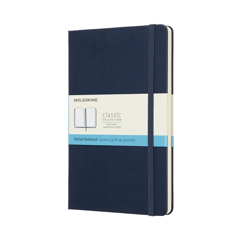 MOLESKINE Classic royal blue hard shell notebook L-shaped dotted line-hot stamping service - สมุดบันทึก/สมุดปฏิทิน - กระดาษ สีน้ำเงิน