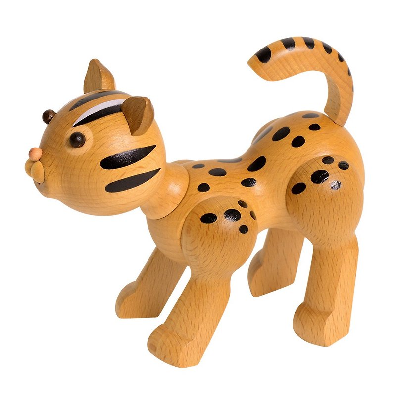 Leopard Cat Wooden Figures - Stuffed Dolls & Figurines - Wood 
