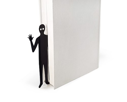 Design Atelier Article Black Metal Book divider / Large bookmark Ghost Coming Out of the Book