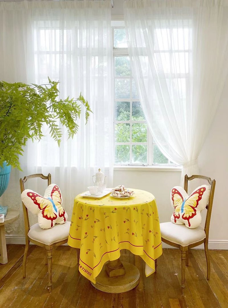 ARTISPACE Summer Garden Collection Tablecloth Picnic Cloth - Place Mats & Dining Décor - Polyester Yellow
