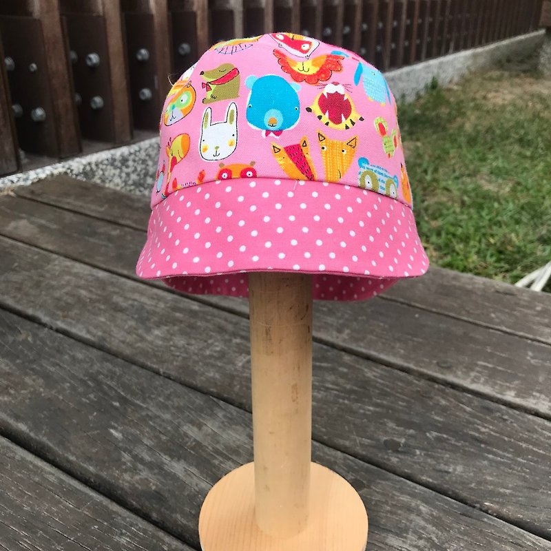 Colorful animals - pink - hand-made double-sided hat - หมวก - ผ้าฝ้าย/ผ้าลินิน สึชมพู