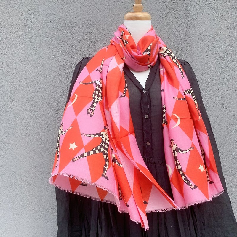Harlequin cashmere blend scarf - ผ้าพันคอถัก - ผ้าไหม สีแดง