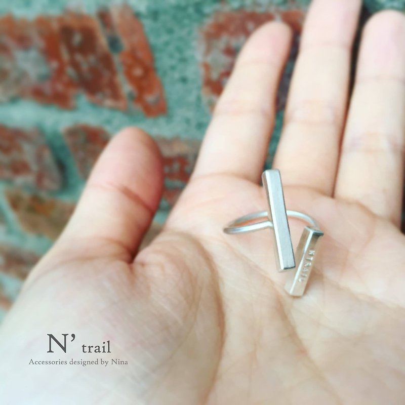 Intersecting Parallel Lines-Ring (925 Silver) - General Rings - Other Metals Silver