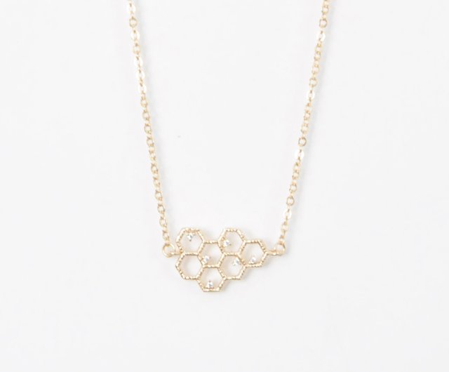 gold honeycomb necklace