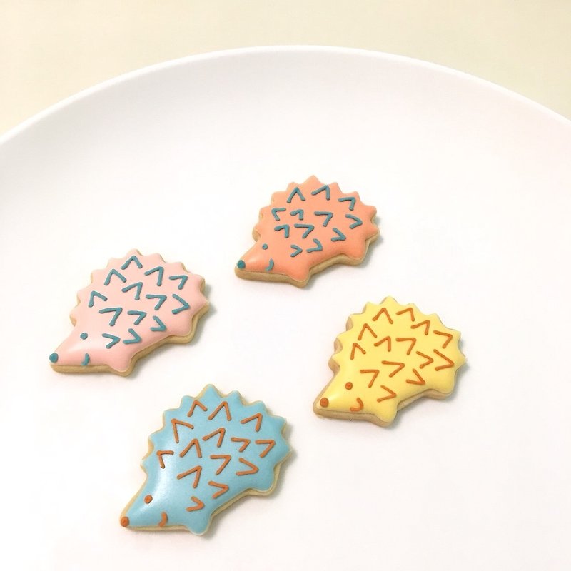 Happy Little Hedgehog Frosted Biscuits 20 pieces (4 colors 5 pieces each) - Handmade Cookies - Fresh Ingredients 