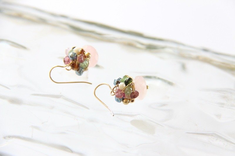 Rose Quartz extreme earrings / Rose Quartz earring - Earrings & Clip-ons - Paper Pink