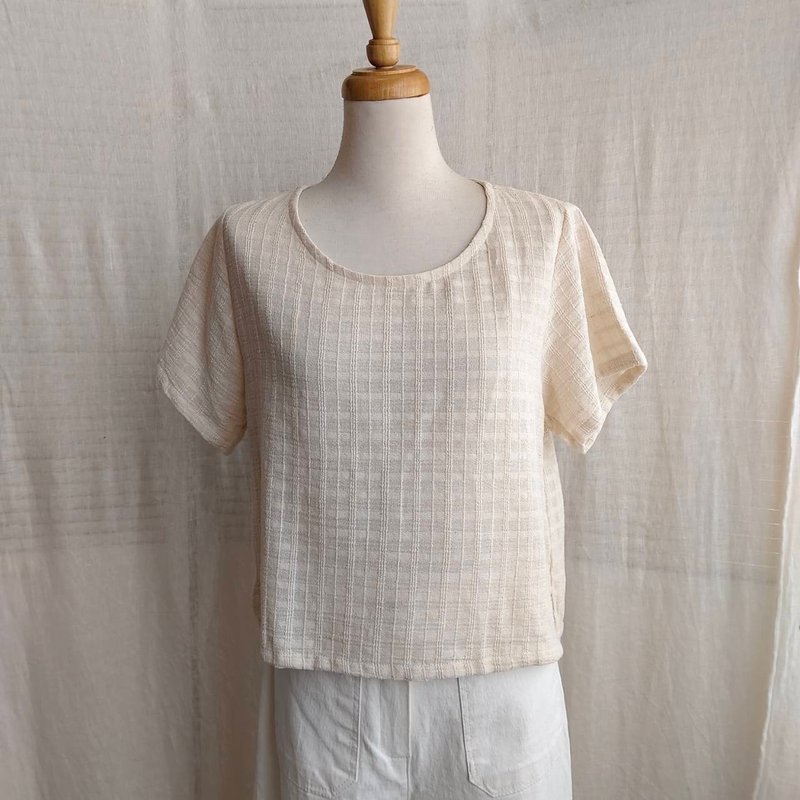 Plaid plain top - Women's Tops - Cotton & Hemp 