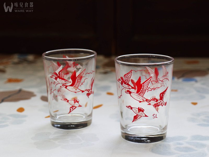 熱炒啤酒杯-飛雁 (早期/舊物/玻璃/水杯) - 杯/玻璃杯 - 玻璃 多色