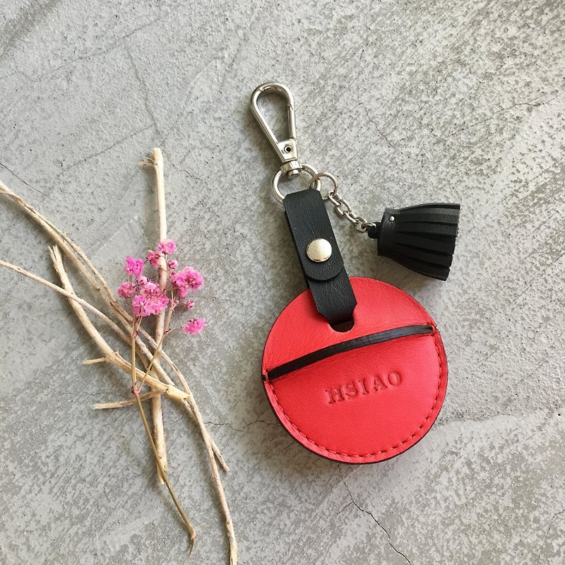 gogoro鑰匙皮套 活動鉤環+小流蘇 紅色客製化禮物 - 鑰匙圈/鎖匙扣 - 紙 紅色