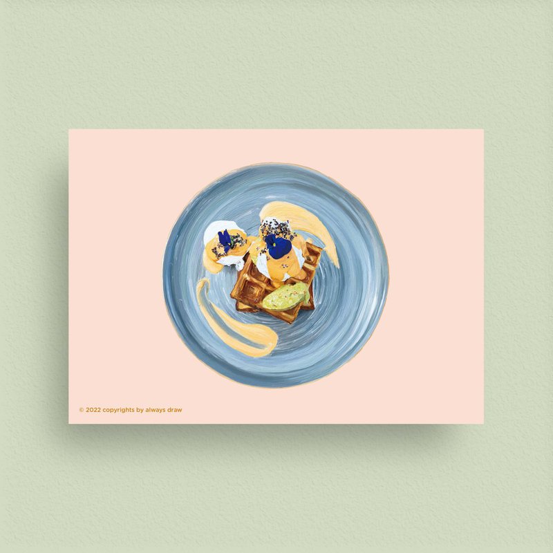鬆餅明信片C - always eat 總繪吃系列 - 卡片/明信片 - 紙 粉紅色