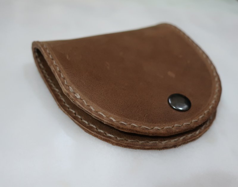 Handcrafted Brown Crazy Horse Leather Coin Purse / Small Wallet - Coin Purses - Genuine Leather Brown